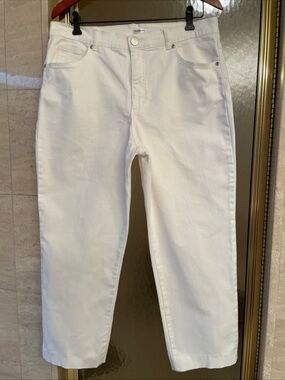 Womens Basic Editions Classic Fit White Ankle Jeans Size 14